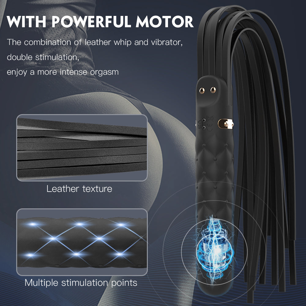 Macaron Leather Whip Vibrating USB Rechargeable SM Toy for Foreplay and Cosplay - Jooytoy