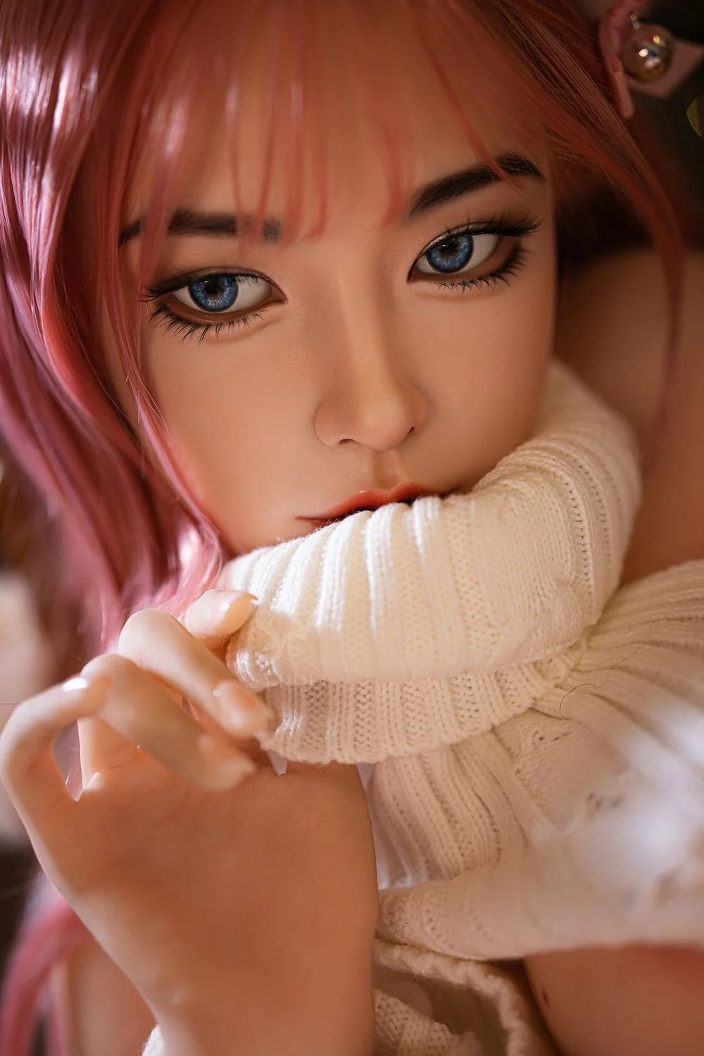 160cm Silicone Head Realistic Pink-Hair Asian Cosplay Sex Doll Foxy