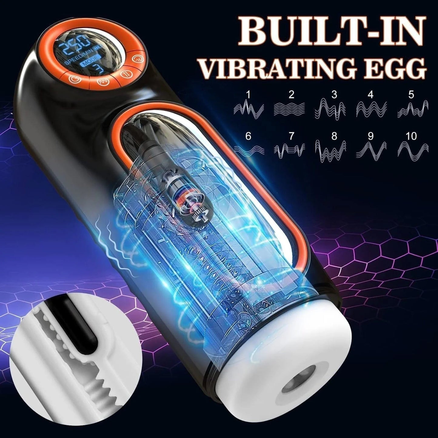 Automatic Suction Thrusting Male Masturbator with LCD Display - Jooytoy