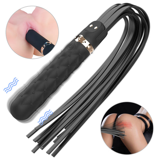 Macaron Leather Whip Vibrating USB Rechargeable SM Toy for Foreplay and Cosplay - Jooytoy
