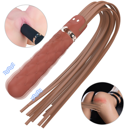 Macaron Leather Whip Vibrating USB Rechargeable SM Toy for Foreplay and Cosplay - Jooytoy