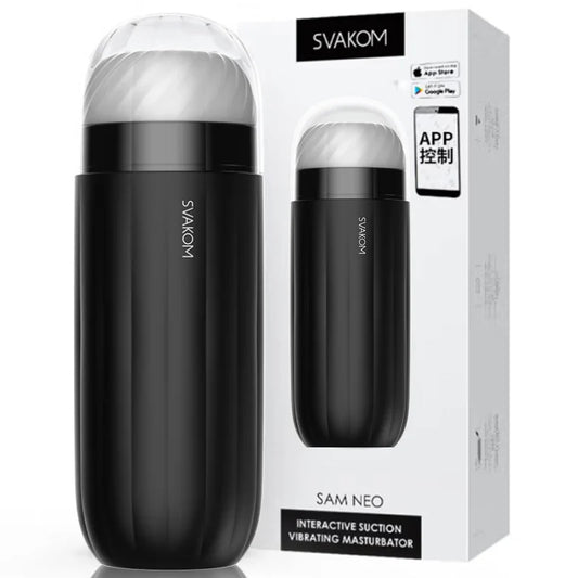 SVAKOM Sam Neo Automatic Sucking & Vibrating Male Masturbator – App-Controlled - Jooytoy