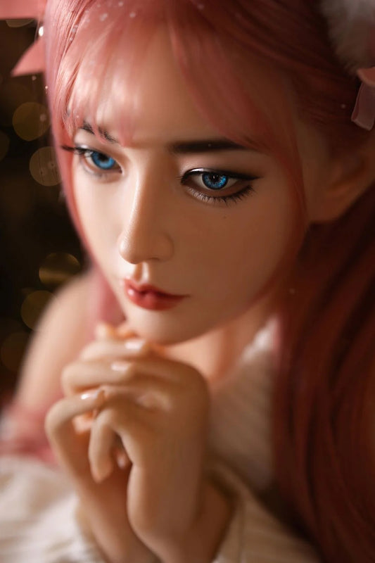 160cm Silicone Head Realistic Pink-Hair Asian Cosplay Sex Doll Foxy