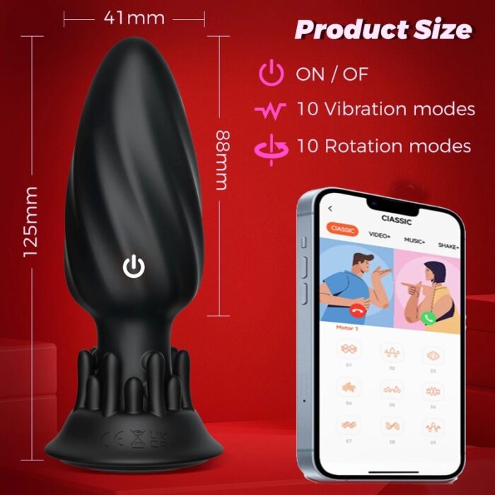 PP Remote Control Rotating Vibrating Silicone Anal Plug Massager - Image 3