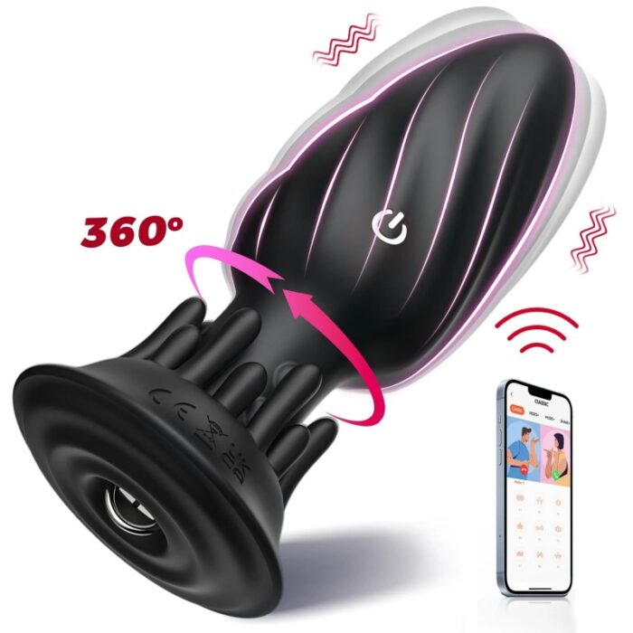 PP Remote Control Rotating Vibrating Silicone Anal Plug Massager - Image 1